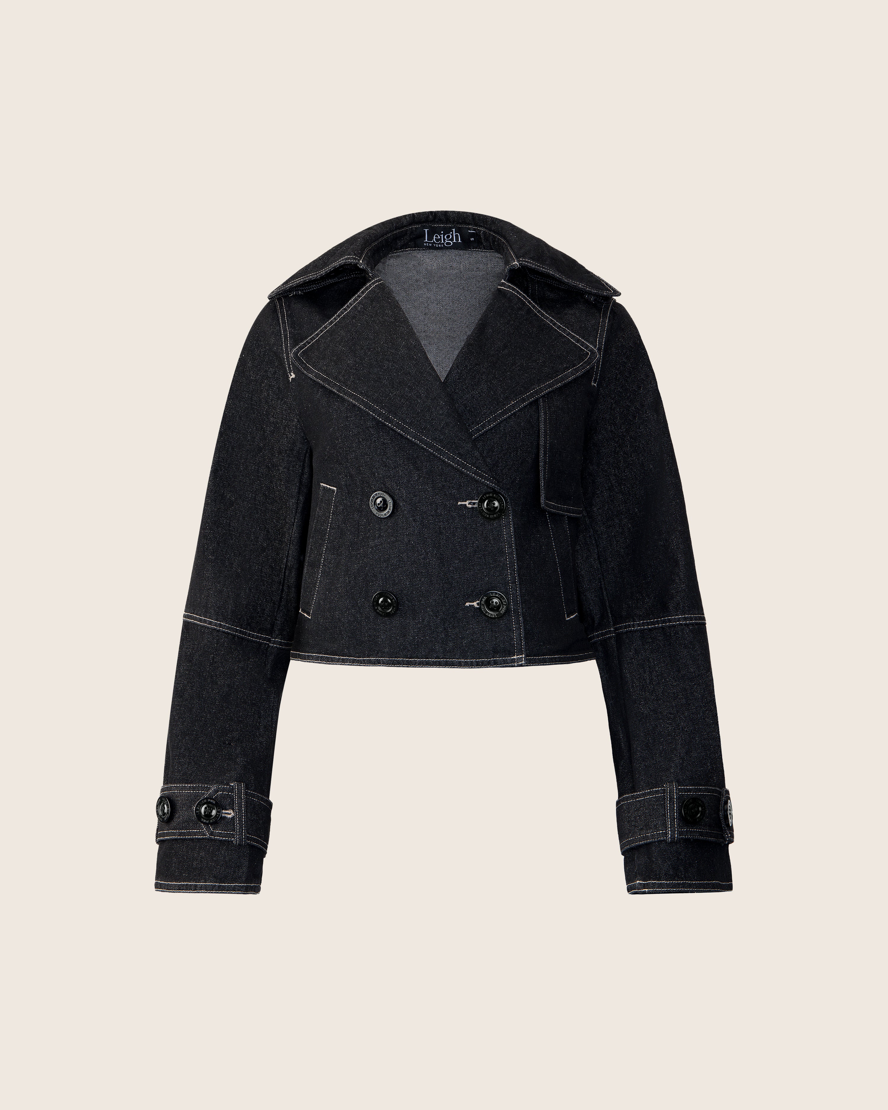 Kayla Cropped Trench in Denim