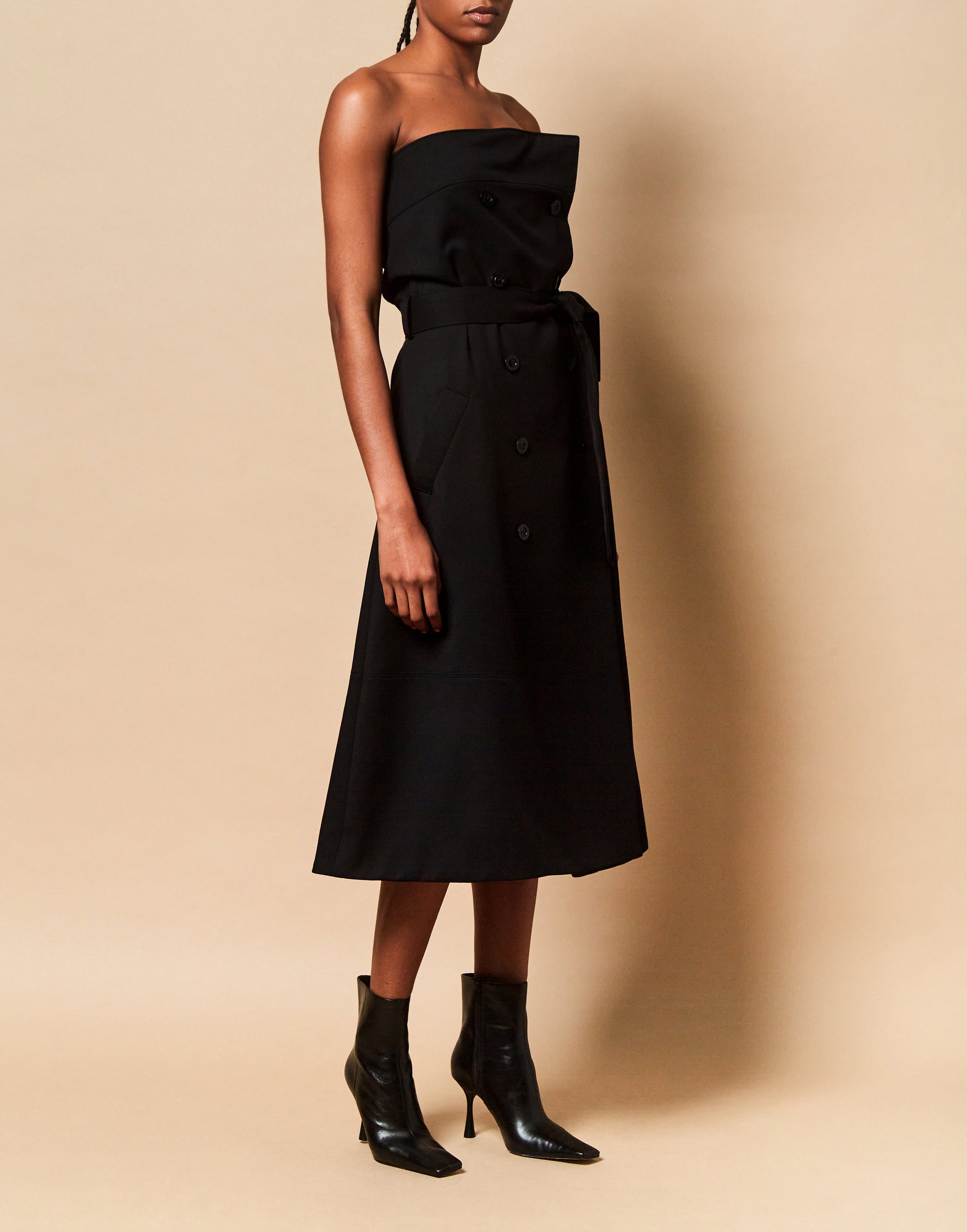 Kayla Trench Dress in Black