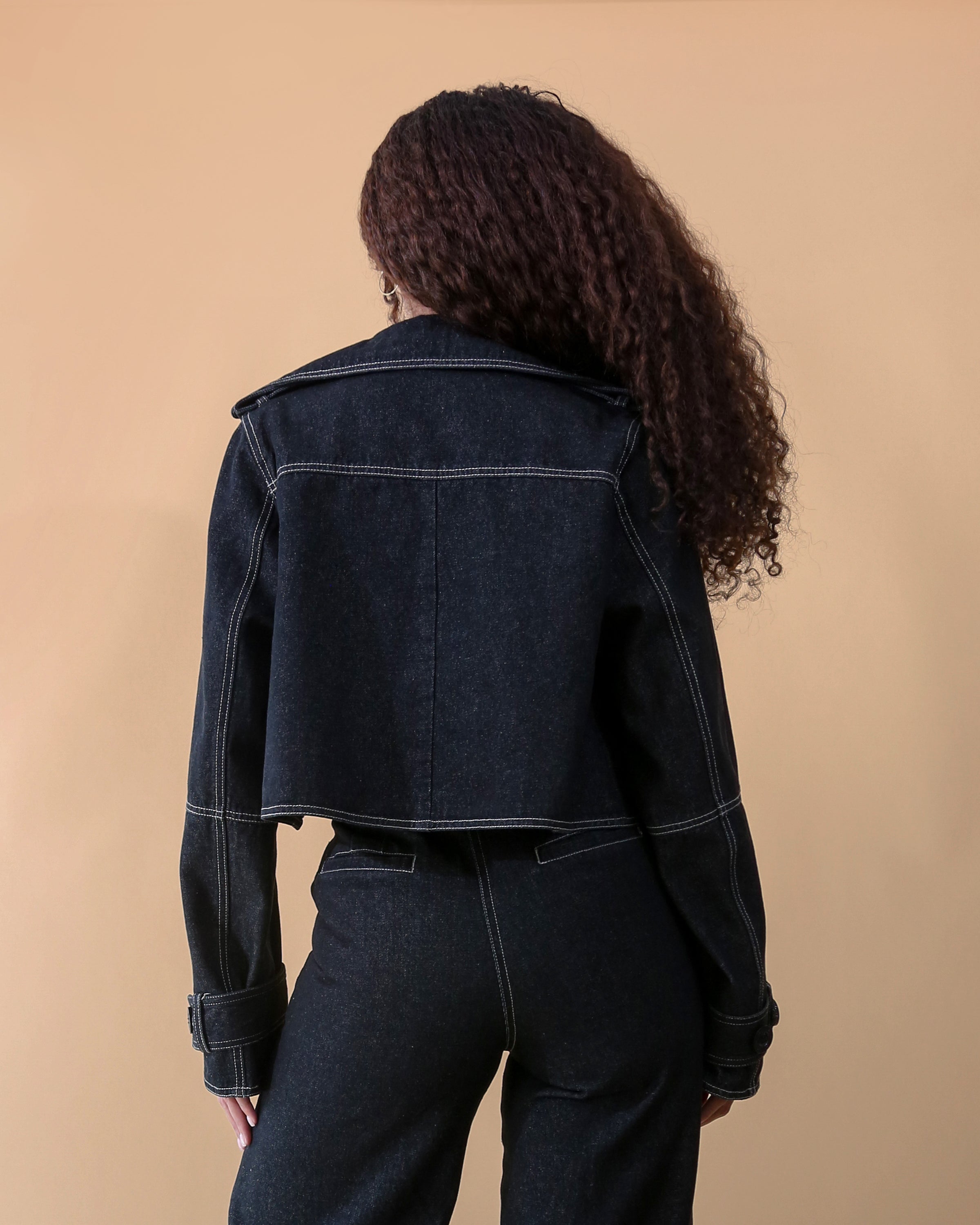 Kayla Cropped Trench in Denim