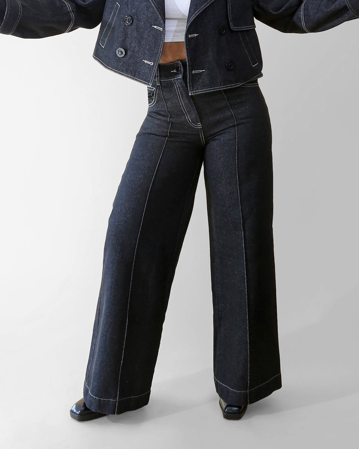 Maya mid-rise denim pant, alternate front view