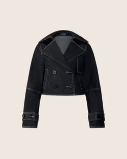Kayla Cropped Trench in Denim