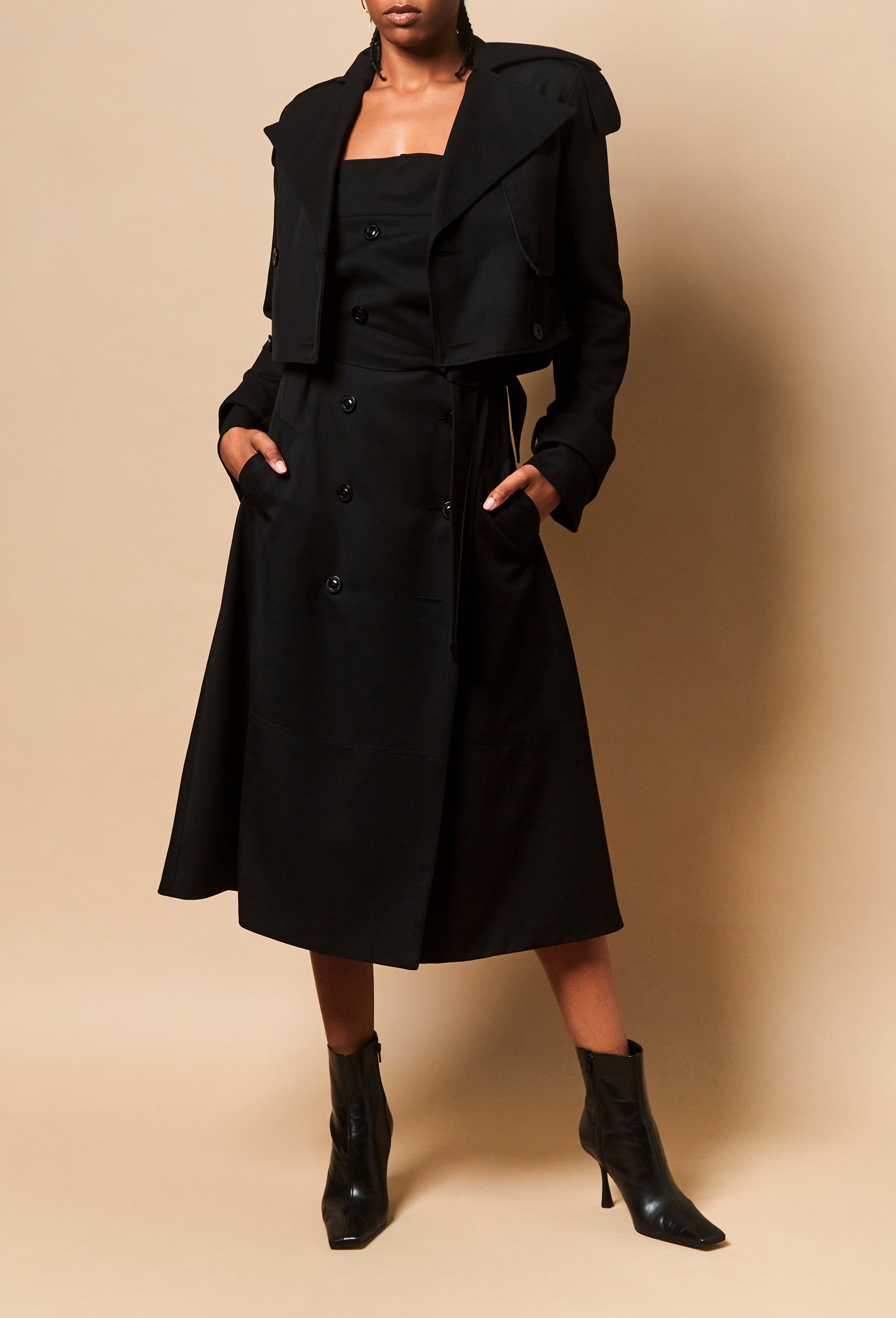Kayla Trench Dress in Black
