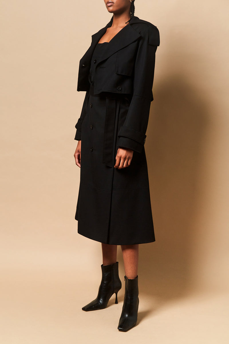 Kayla Trench Dress in Black
