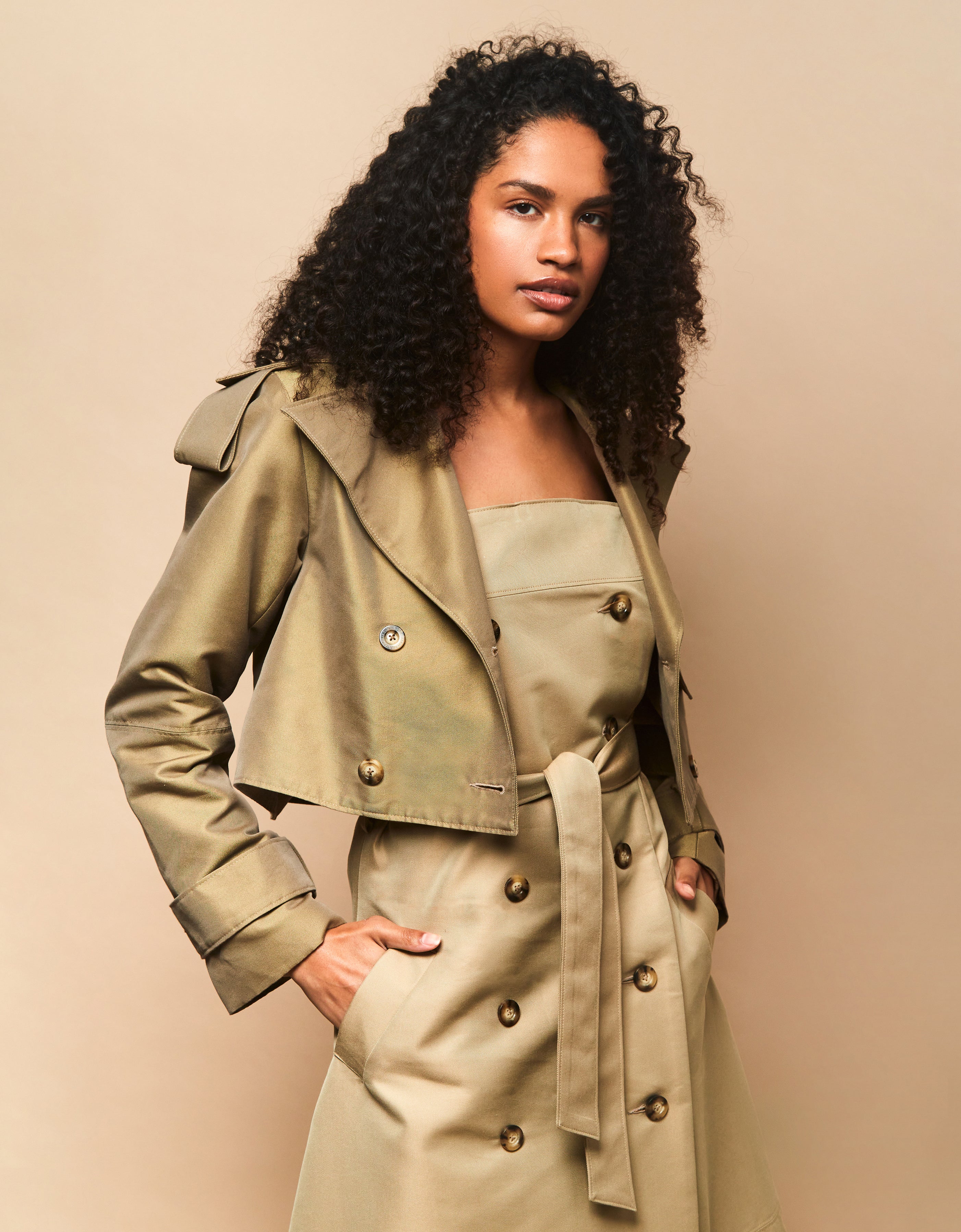 Kayla Trench Dress in Moss