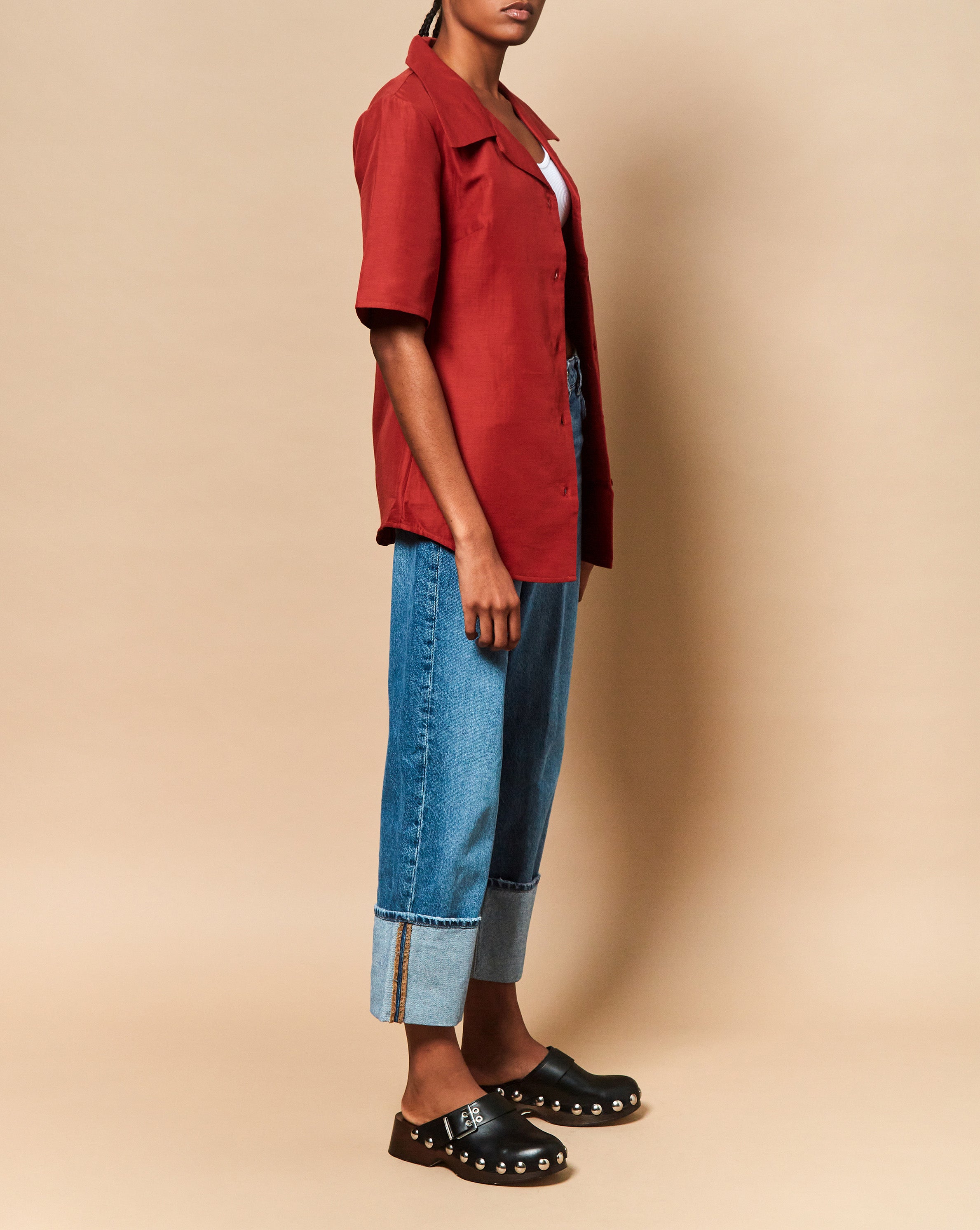 Sabrina Button Down in Chili — Final Sale