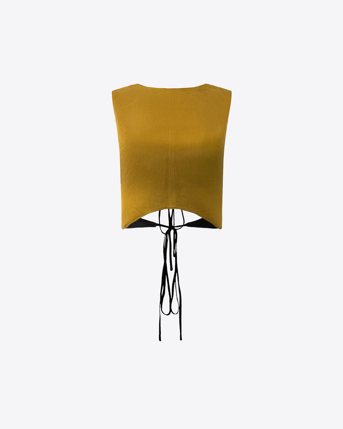 Kristine reversible cupro tank top in moss and black, front view on dress form