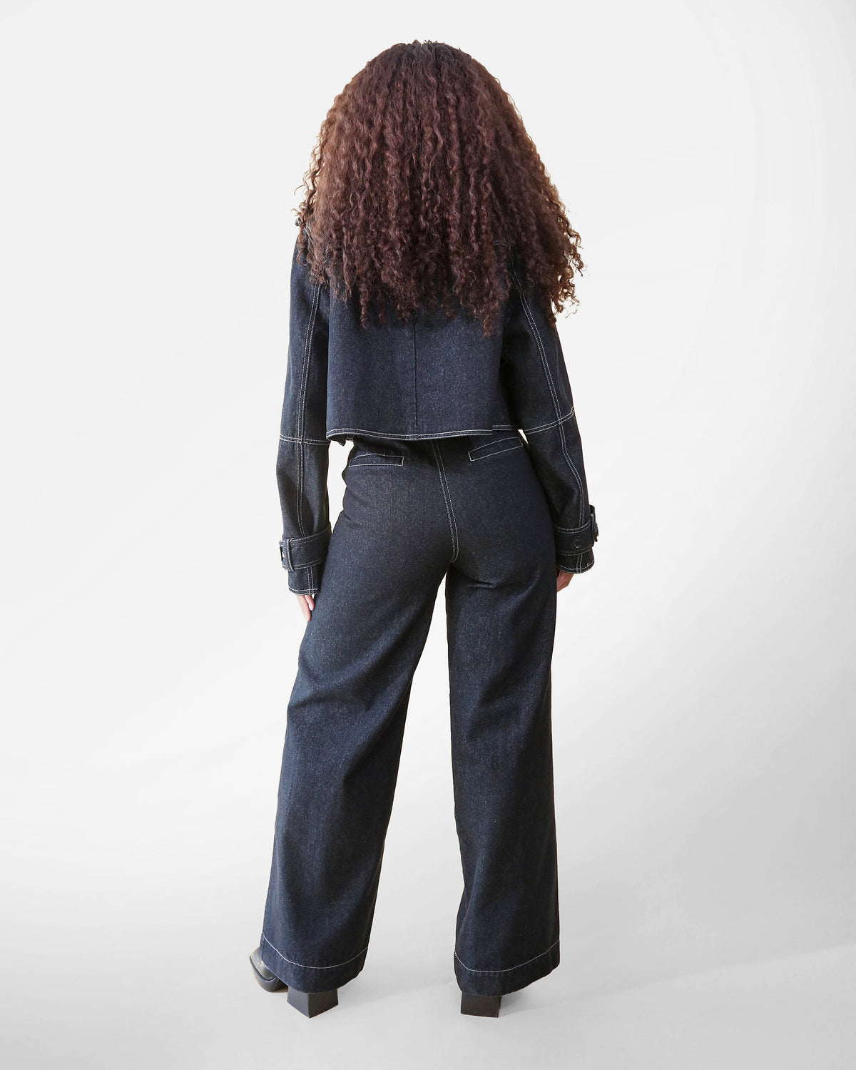 Maya mid-rise denim pant, back view
