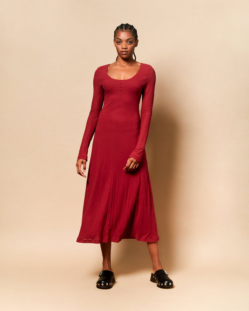 Daria Midi Dress in Chili