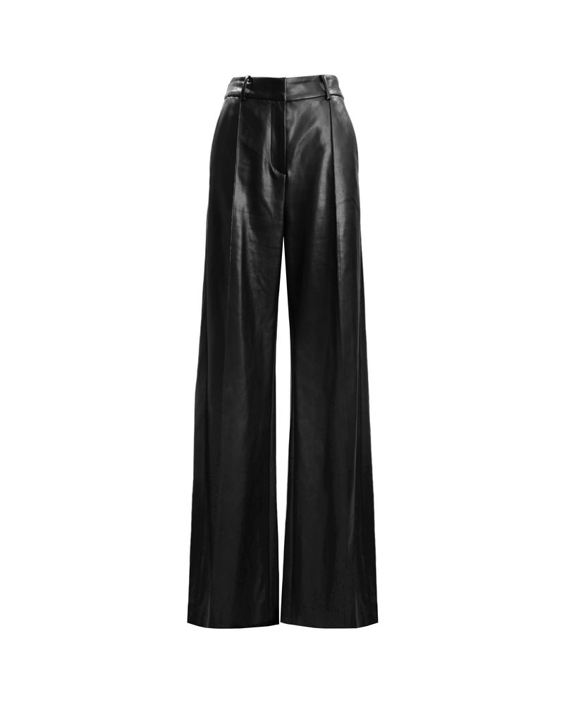 Maya High Waisted Pant in Black Faux Leather