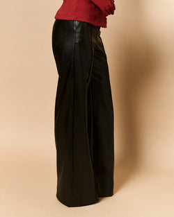 Maya High Waisted Pant in Black Faux Leather