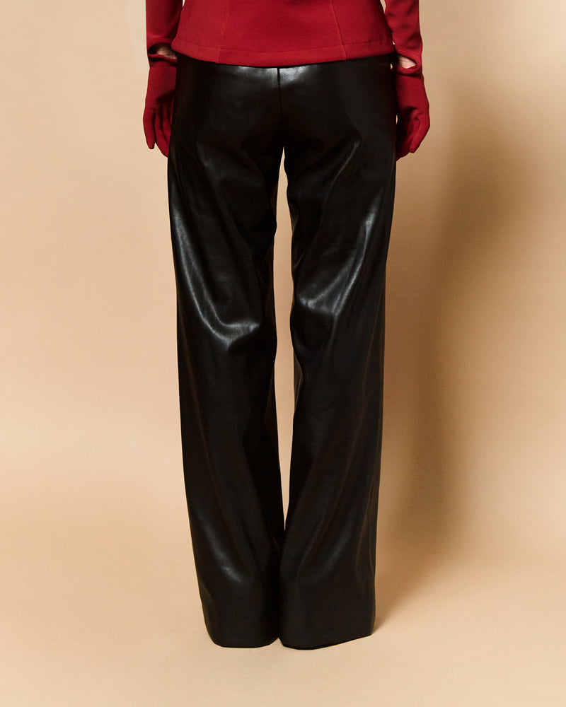 Maya High Waisted Pant in Black Faux Leather