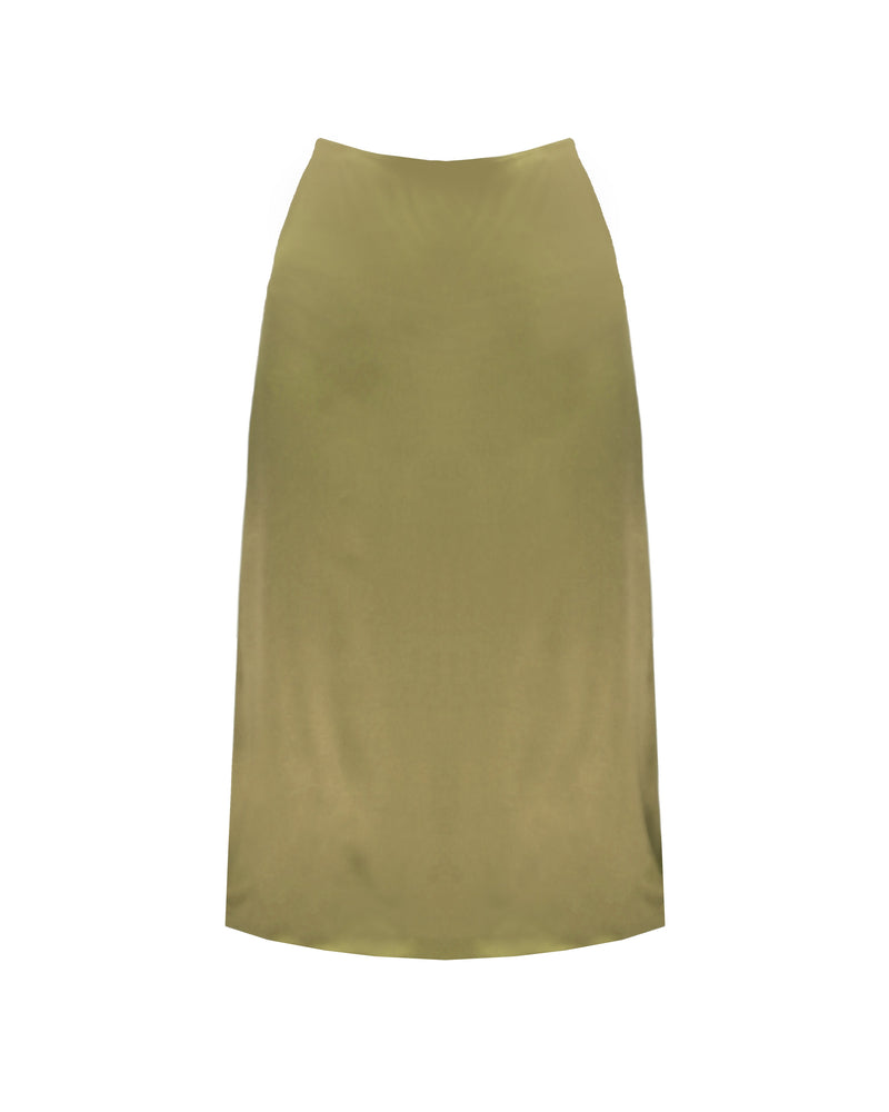 Toni Zipper-Slit Skirt in Moss